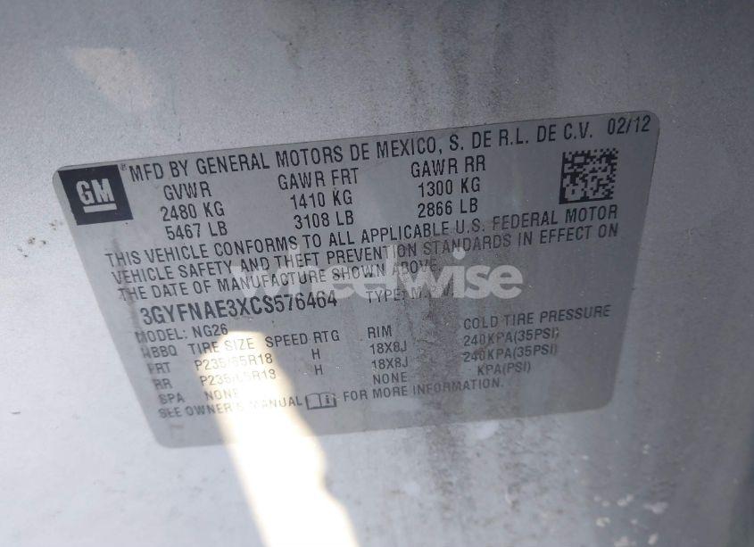 Photo 9 of 2012 Cadillac Srx LUXURY COLLECTION (VIN 3GYFNAE3XCS576464)