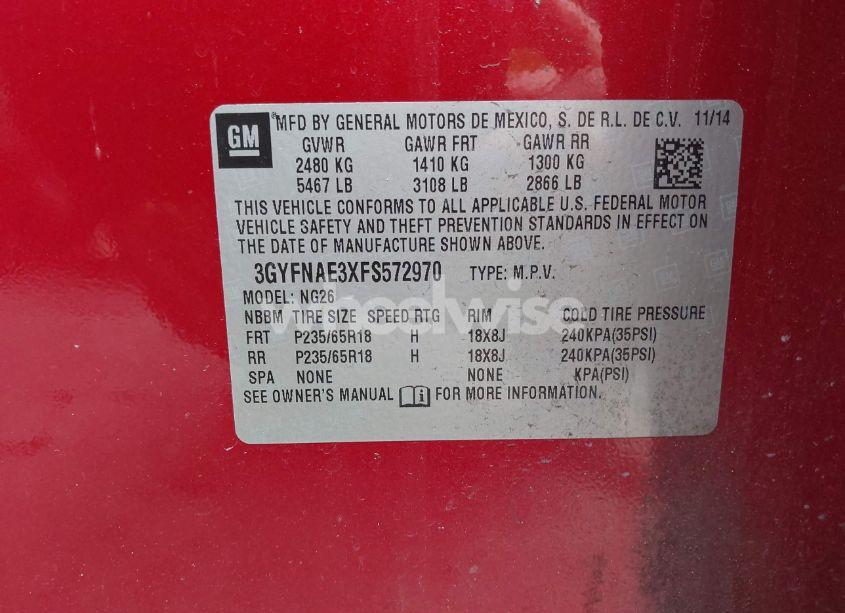 Photo 9 of 2015 Cadillac Srx STANDARD (VIN 3GYFNAE3XFS572970)