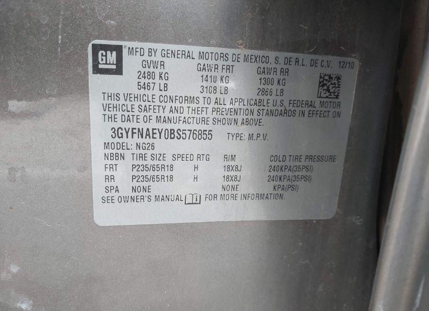 Photo 9 of 2011 Cadillac Srx LUXURY COLLECTION (VIN 3GYFNAEY0BS576855)