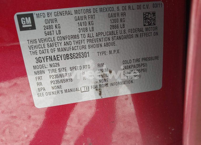 Photo 9 of 2011 Cadillac Srx LUXURY COLLECTION (VIN 3GYFNAEY0BS626301)