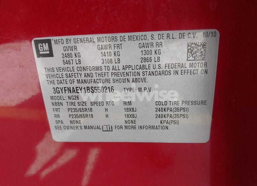 Photo 9 of 2011 Cadillac Srx LUXURY COLLECTION (VIN 3GYFNAEY1BS550216)