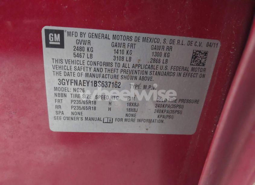 Photo 9 of 2011 Cadillac Srx LUXURY COLLECTION (VIN 3GYFNAEY1BS637162)