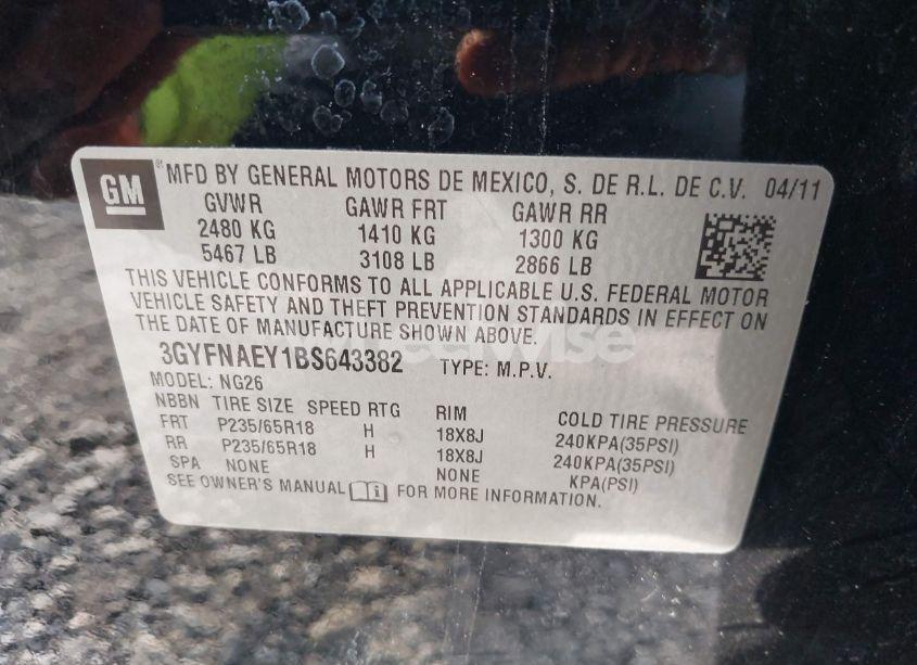 Photo 9 of 2011 Cadillac Srx LUXURY COLLECTION (VIN 3GYFNAEY1BS643382)