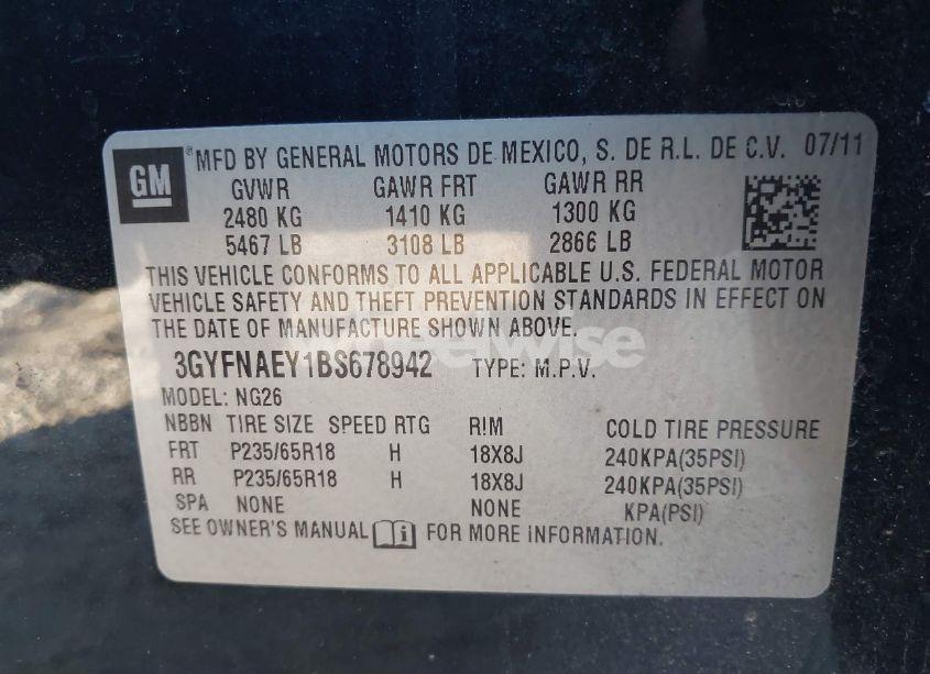 Photo 9 of 2011 Cadillac Srx LUXURY COLLECTION (VIN 3GYFNAEY1BS678942)