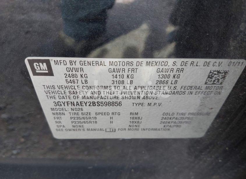 Photo 9 of 2011 Cadillac Srx LUXURY COLLECTION (VIN 3GYFNAEY2BS598856)