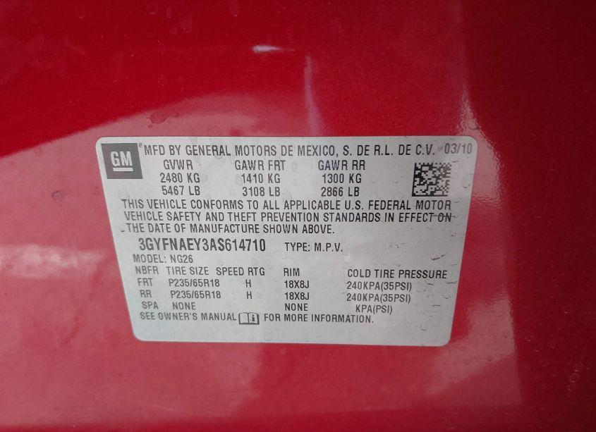 Photo 9 of 2010 Cadillac Srx LUXURY COLLECTION (VIN 3GYFNAEY3AS614710)