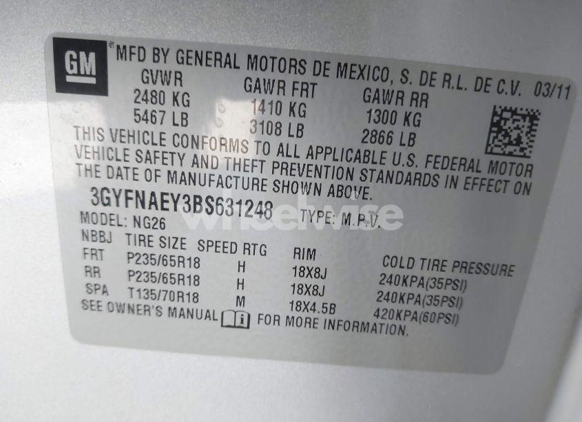 Photo 9 of 2011 Cadillac Srx LUXURY COLLECTION (VIN 3GYFNAEY3BS631248)