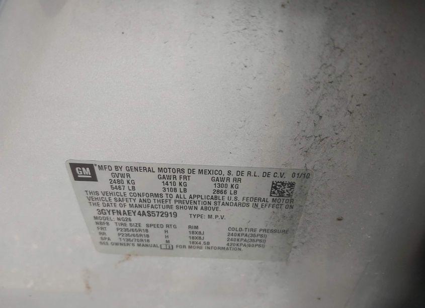 Photo 9 of 2010 Cadillac Srx LUXURY COLLECTION (VIN 3GYFNAEY4AS572919)