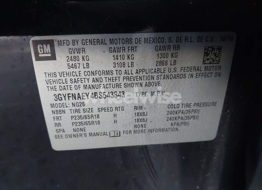 Photo 9 of 2011 Cadillac Srx LUXURY COLLECTION (VIN 3GYFNAEY4BS543843)