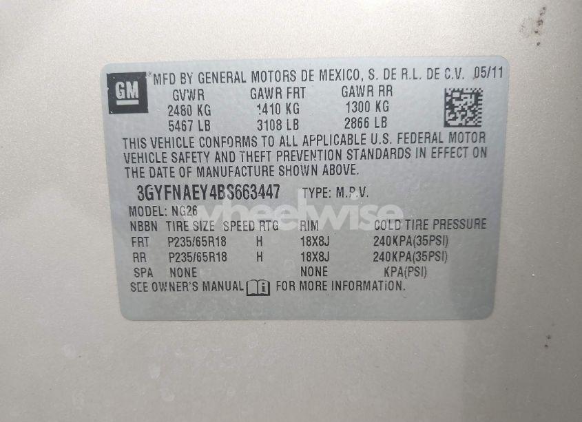 Photo 9 of 2011 Cadillac Srx LUXURY COLLECTION (VIN 3GYFNAEY4BS663447)