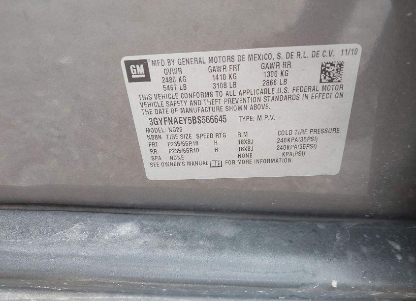 Photo 9 of 2011 Cadillac Srx LUXURY COLLECTION (VIN 3GYFNAEY5BS566645)