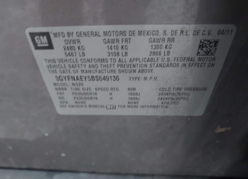 Photo 9 of 2011 Cadillac Srx LUXURY COLLECTION (VIN 3GYFNAEY5BS649136)