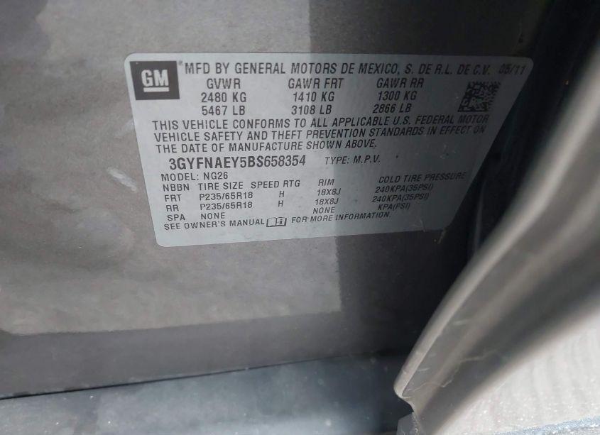 Photo 9 of 2011 Cadillac Srx LUXURY COLLECTION (VIN 3GYFNAEY5BS658354)