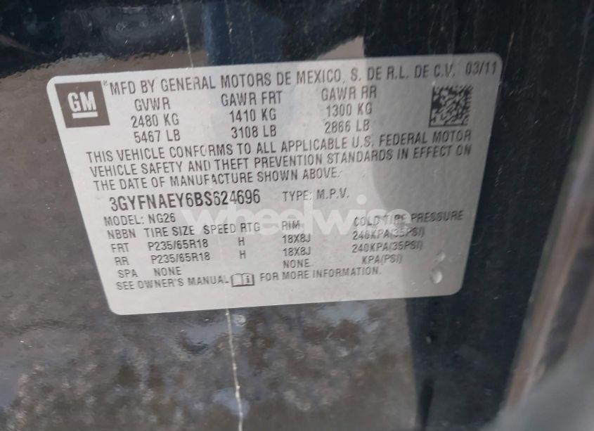 Photo 9 of 2011 Cadillac Srx LUXURY COLLECTION (VIN 3GYFNAEY6BS624696)