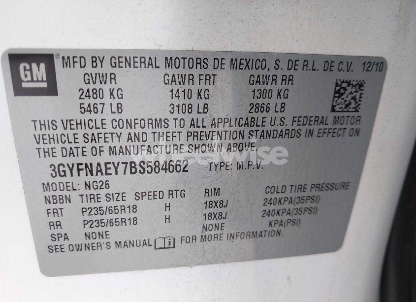 Photo 9 of 2011 Cadillac Srx LUXURY COLLECTION (VIN 3GYFNAEY7BS584662)