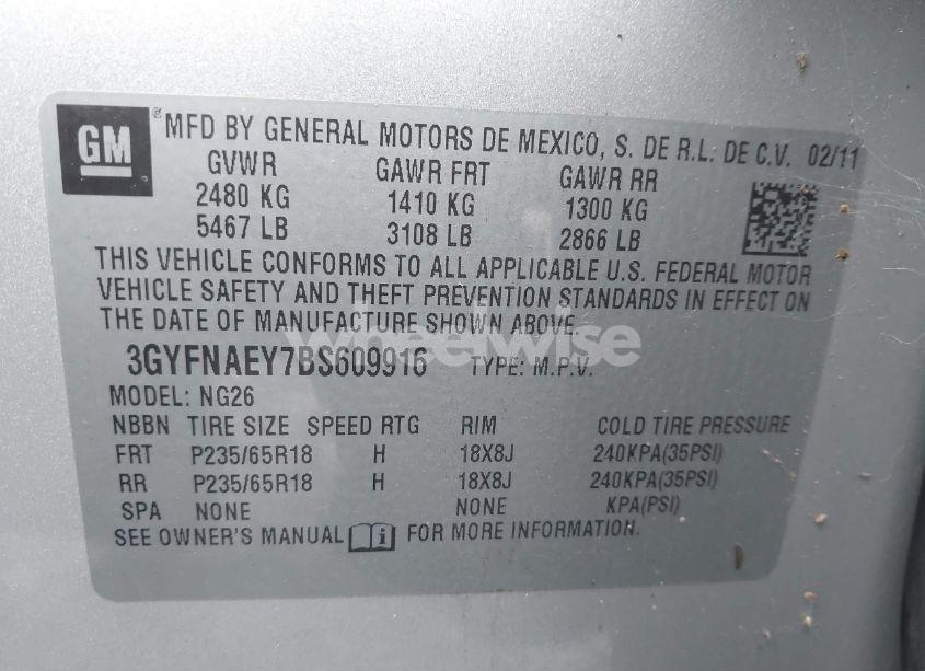 Photo 9 of 2011 Cadillac Srx LUXURY COLLECTION (VIN 3GYFNAEY7BS609916)