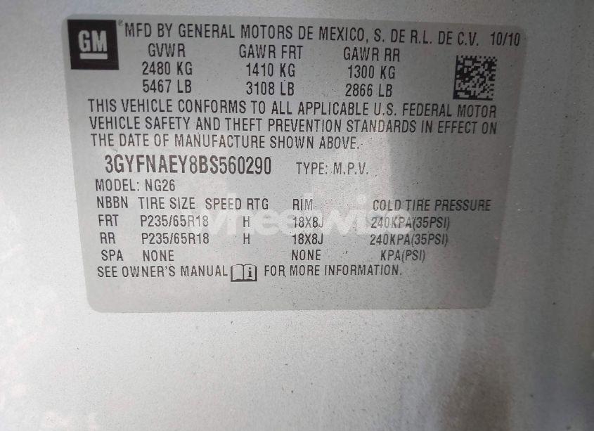 Photo 9 of 2011 Cadillac Srx LUXURY COLLECTION (VIN 3GYFNAEY8BS560290)