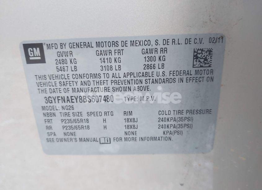 Photo 9 of 2011 Cadillac Srx LUXURY COLLECTION (VIN 3GYFNAEY8BS607480)