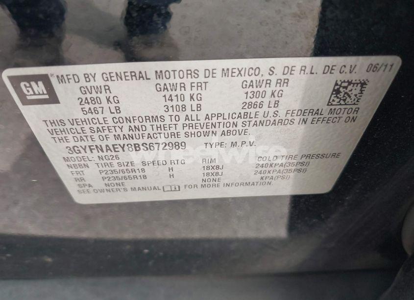 Photo 9 of 2011 Cadillac Srx LUXURY COLLECTION (VIN 3GYFNAEY8BS672989)