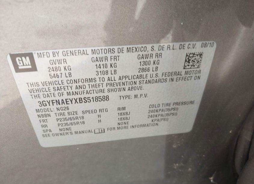 Photo 9 of 2011 Cadillac Srx LUXURY COLLECTION (VIN 3GYFNAEYXBS518588)