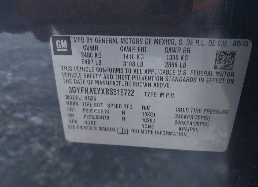 Photo 9 of 2011 Cadillac Srx LUXURY COLLECTION (VIN 3GYFNAEYXBS518722)