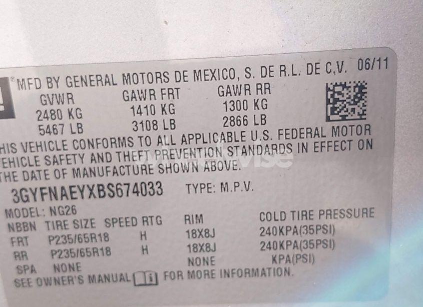 Photo 9 of 2011 Cadillac Srx LUXURY COLLECTION (VIN 3GYFNAEYXBS674033)