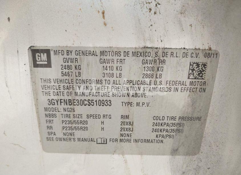 Photo 9 of 2012 Cadillac Srx PERFORMANCE COLLECTION (VIN 3GYFNBE30CS510933)