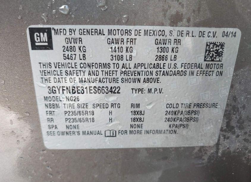 Photo 9 of 2014 Cadillac Srx LUXURY COLLECTION (VIN 3GYFNBE31ES663422)