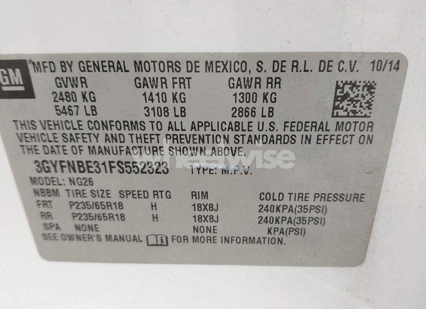 Photo 9 of 2015 Cadillac Srx LUXURY COLLECTION (VIN 3GYFNBE31FS552323)