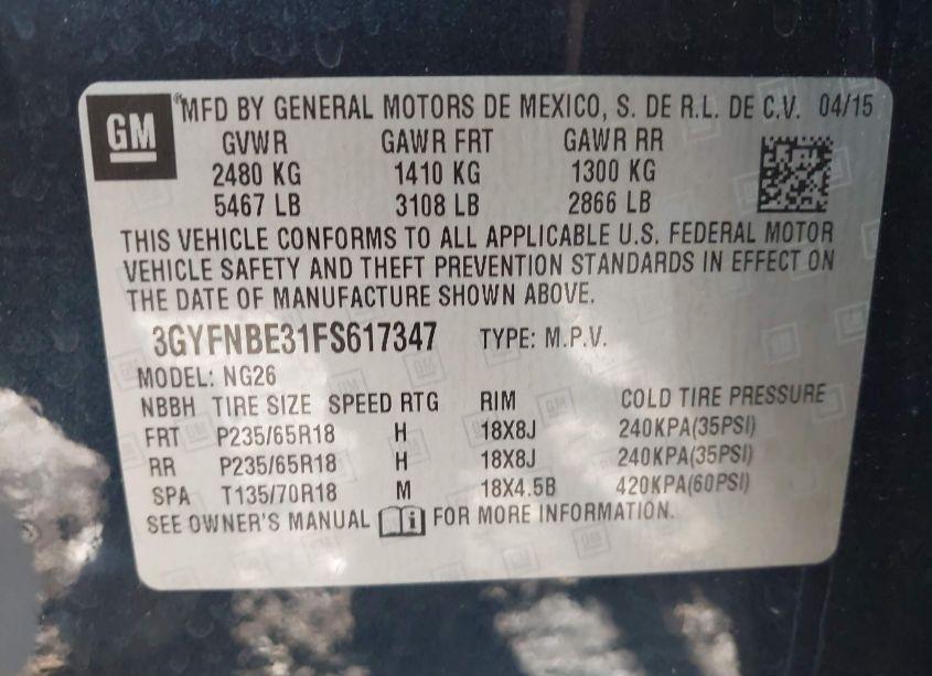 Photo 9 of 2015 Cadillac Srx LUXURY COLLECTION (VIN 3GYFNBE31FS617347)