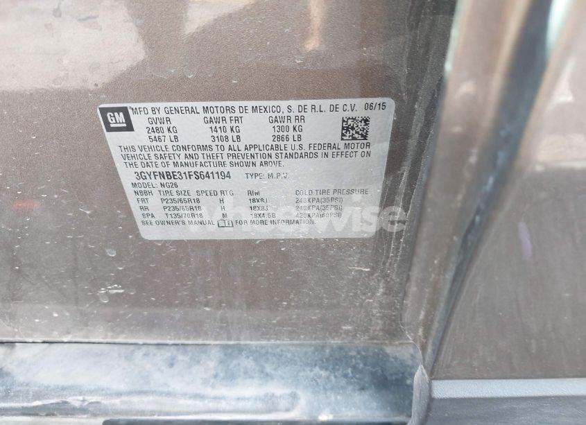 Photo 9 of 2015 Cadillac Srx LUXURY COLLECTION (VIN 3GYFNBE31FS641194)