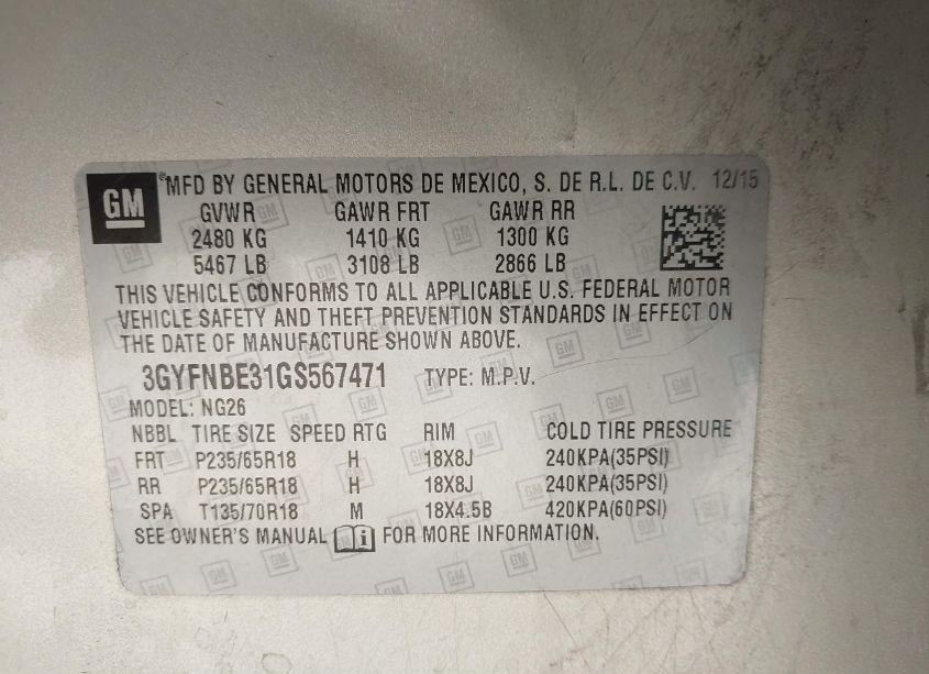 Photo 9 of 2016 Cadillac Srx LUXURY COLLECTION (VIN 3GYFNBE31GS567471)