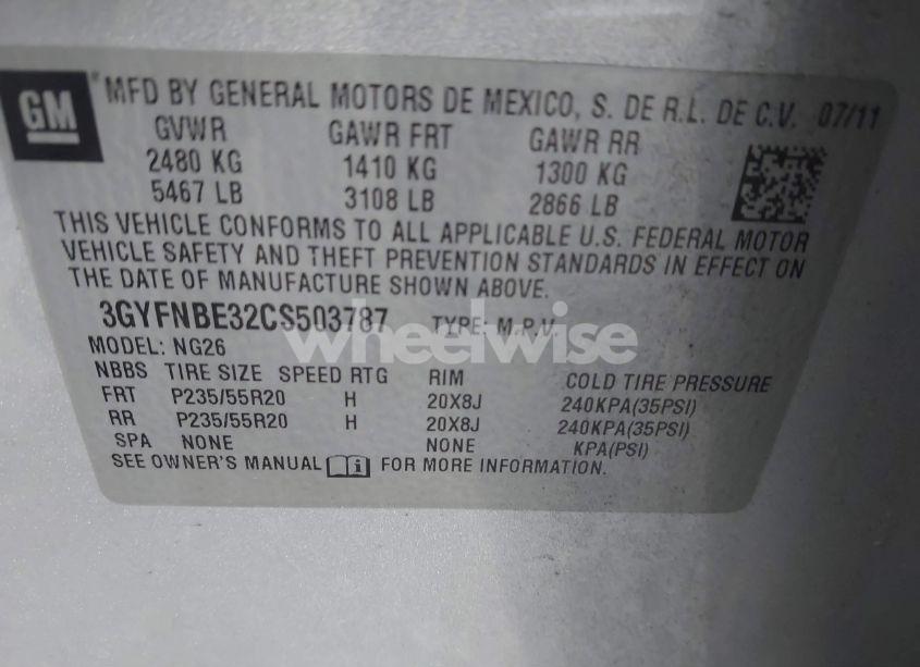 Photo 9 of 2012 Cadillac Srx PERFORMANCE COLLECTION (VIN 3GYFNBE32CS503787)