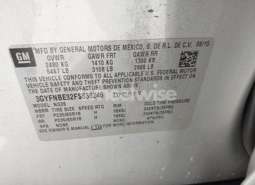 Photo 9 of 2015 Cadillac Srx LUXURY COLLECTION (VIN 3GYFNBE32FS636246)