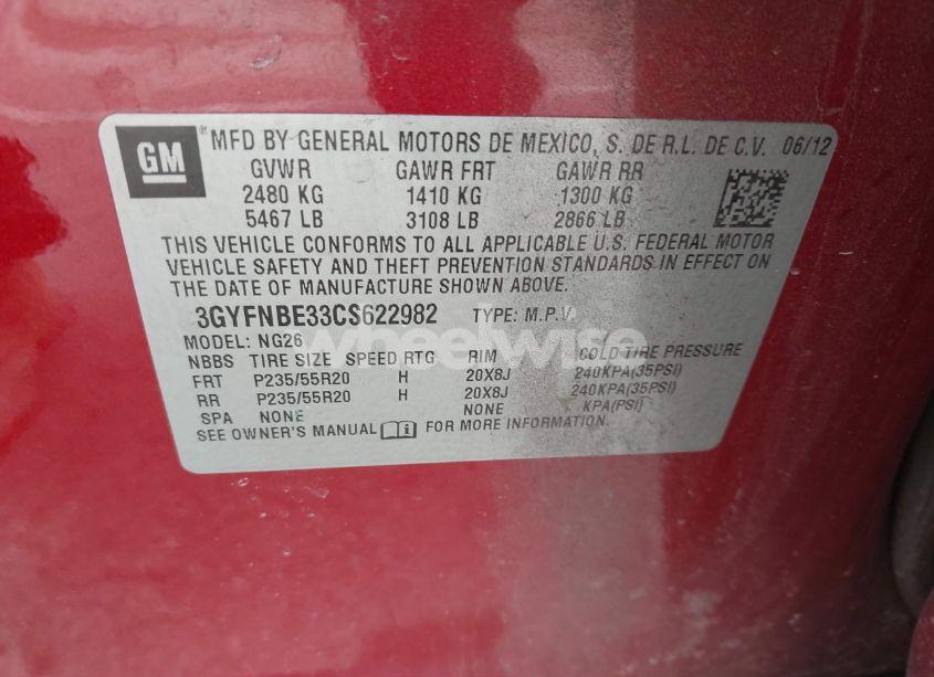 Photo 9 of 2012 Cadillac Srx PERFORMANCE COLLECTION (VIN 3GYFNBE33CS622982)