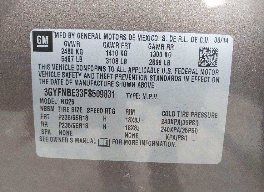 Photo 9 of 2015 Cadillac Srx LUXURY COLLECTION (VIN 3GYFNBE33FS509831)