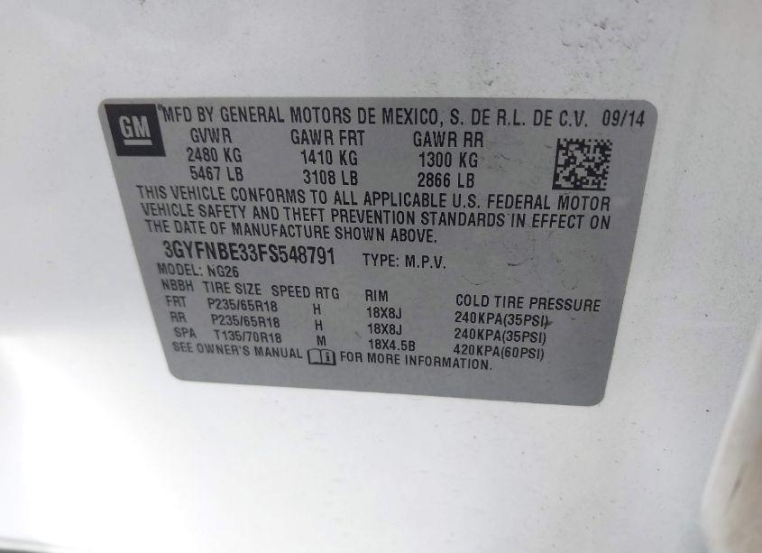 Photo 9 of 2015 Cadillac Srx LUXURY COLLECTION (VIN 3GYFNBE33FS548791)