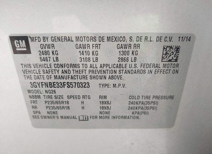 Photo 9 of 2015 Cadillac Srx LUXURY COLLECTION (VIN 3GYFNBE33FS570323)