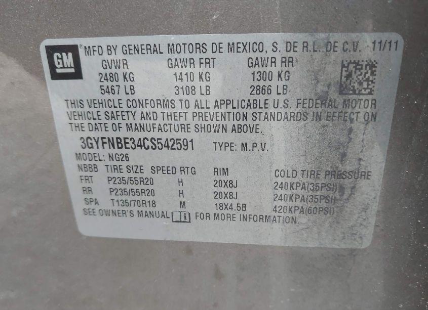 Photo 9 of 2012 Cadillac Srx PERFORMANCE COLLECTION (VIN 3GYFNBE34CS542591)