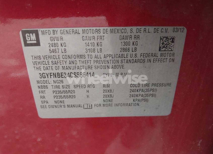 Photo 9 of 2012 Cadillac Srx PERFORMANCE COLLECTION (VIN 3GYFNBE34CS586414)