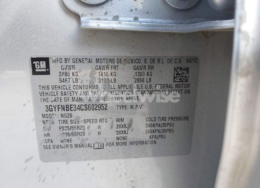 Photo 9 of 2012 Cadillac Srx PERFORMANCE COLLECTION (VIN 3GYFNBE34CS602952)