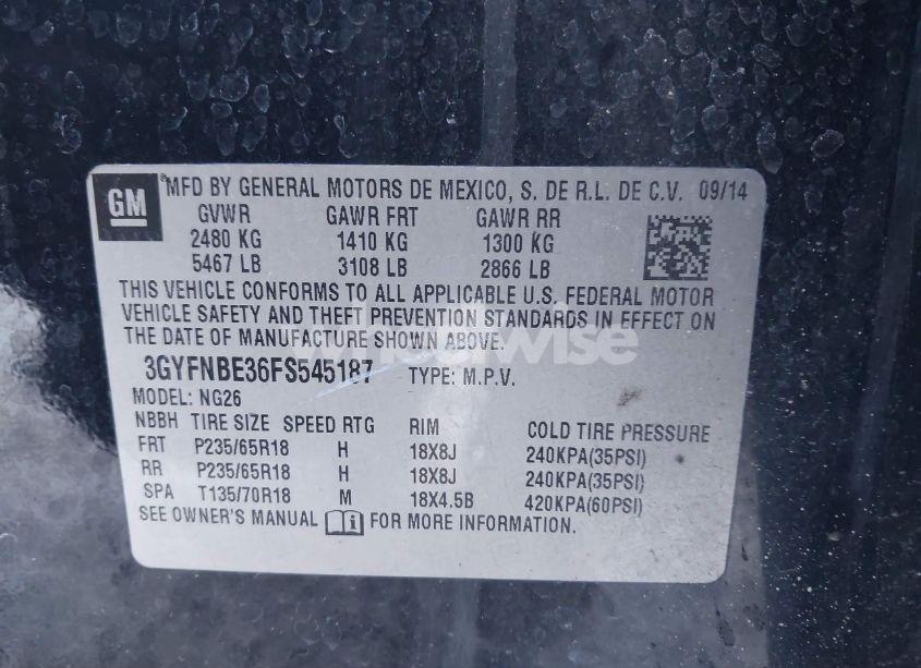 Photo 9 of 2015 Cadillac Srx LUXURY COLLECTION (VIN 3GYFNBE36FS545187)