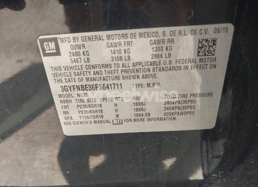 Photo 9 of 2015 Cadillac Srx LUXURY COLLECTION (VIN 3GYFNBE36FS641711)