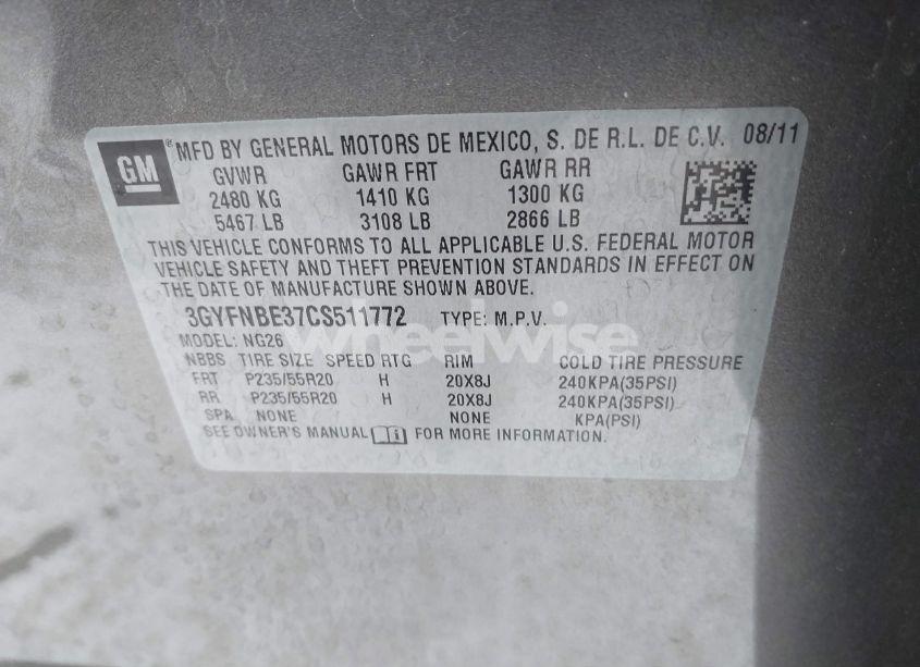 Photo 9 of 2012 Cadillac Srx PERFORMANCE COLLECTION (VIN 3GYFNBE37CS511772)