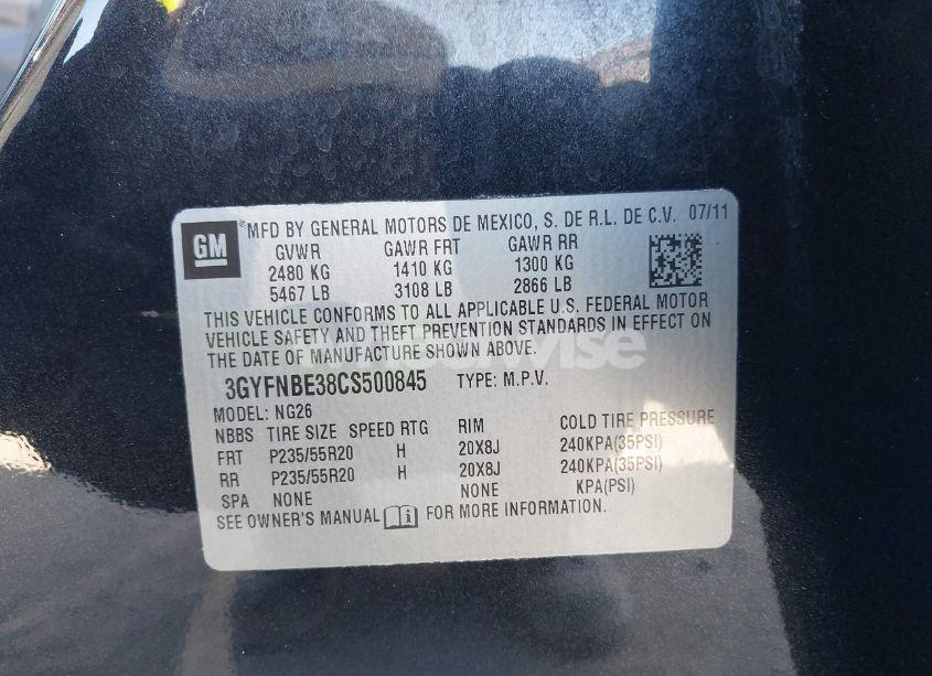 Photo 9 of 2012 Cadillac Srx PERFORMANCE COLLECTION (VIN 3GYFNBE38CS500845)