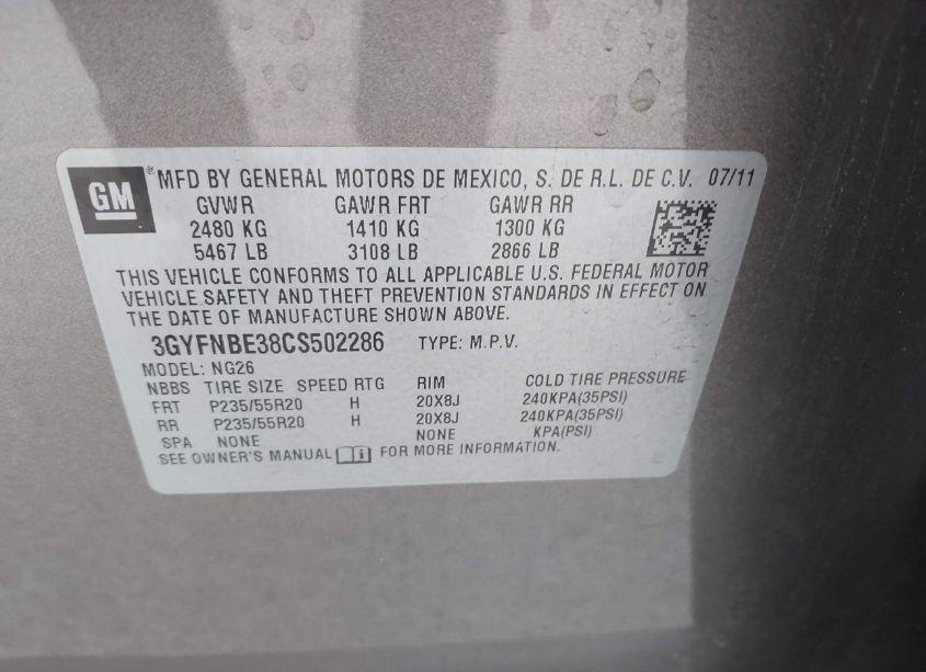 Photo 9 of 2012 Cadillac Srx PERFORMANCE COLLECTION (VIN 3GYFNBE38CS502286)