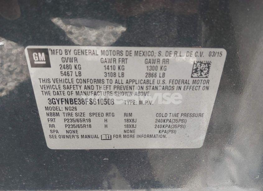 Photo 9 of 2015 Cadillac Srx LUXURY COLLECTION (VIN 3GYFNBE38FS610508)