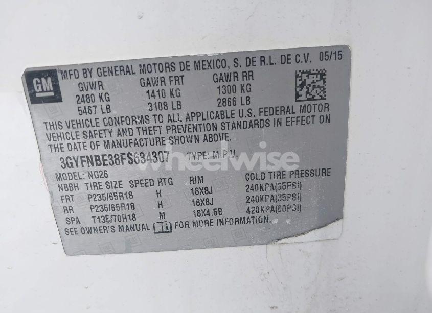 Photo 9 of 2015 Cadillac Srx LUXURY COLLECTION (VIN 3GYFNBE38FS634307)