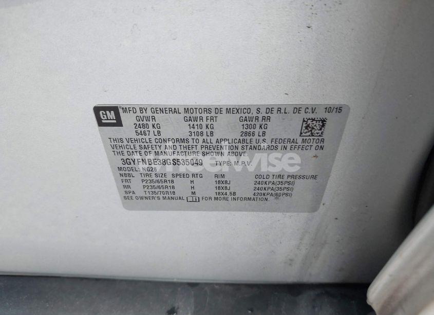 Photo 9 of 2016 Cadillac Srx LUXURY COLLECTION (VIN 3GYFNBE38GS535049)