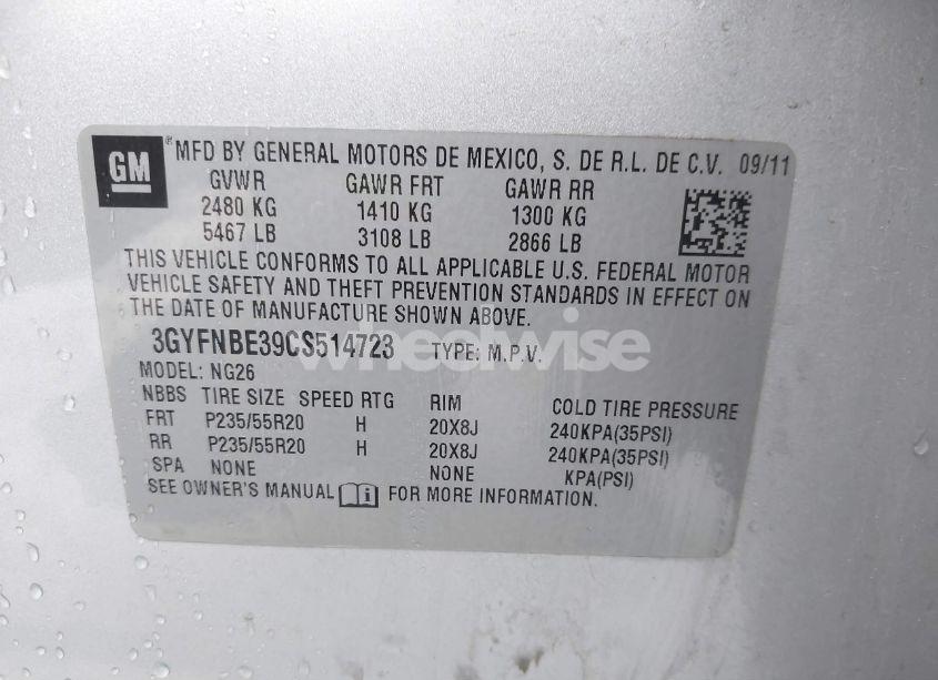 Photo 9 of 2012 Cadillac Srx PERFORMANCE COLLECTION (VIN 3GYFNBE39CS514723)